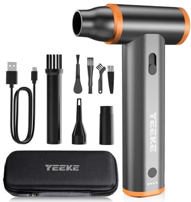 Soffiatore Aria Compressa in Lega di Alluminio, 180000 RPM, Velocità Variabile Aria Compressa Elettrico, Mini Soffiatore a Batteria 8000mAh per Pulizia PC, Tastiera, Auto e Divano