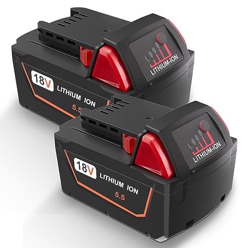 REACELL 2 Pezzi 5.5Ah 18V Batterie di Ricambio per Milwaukee M18 18 volt batterie 48-11-1840, 48-11-1828, 48-11-1820, 48-11-1815, 48-11-1850, 48-11-1860, con indicatore LED