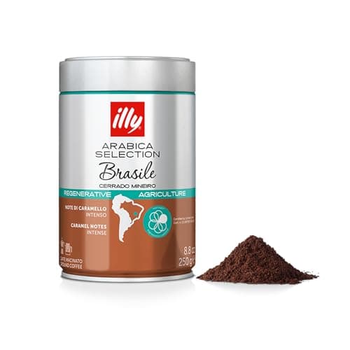Illy caffè macinato Arabica Selection Brasile Cerrado Mineiro: 100% da agricoltura rigenerativa – 1 barattolo da 250gr