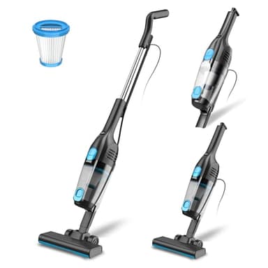 Aspirapolvere con Filo, Scopa Elettrica con Filo Potente 20Kpa 600W, 3 in 1 Aspirapolvere Portatile con Cavo Lungo 5m, Aspirapolvere senza Sacco Leggero Antigroviglio per Peli di Animali Tappeti
