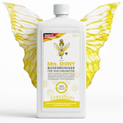 Mrs. SHINY - Detersivo robot lavapavimenti con fragranza di limone - pulizia senza striature e asciugatura rapida - Detersivo per lavapavimenti - Compatibile con vari Detergente lavapavimenti - 750ml