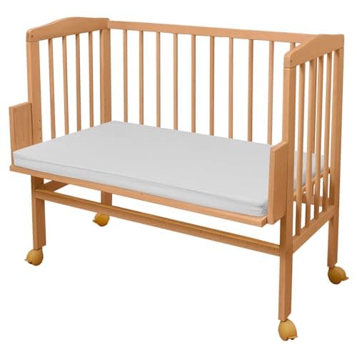Lettino finitura legno naturale non trattato o Lettino culla con bianco laccato legno di WALDIN, Superficie d’appoggio EXTRA lung. 90 x larg. 55 cm,naturale