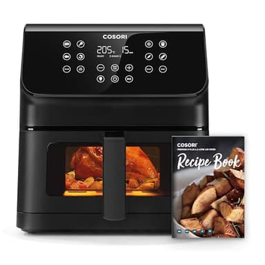 COSORI Friggitrice ad Aria 6.2 Litri con Finestra, 1700W, con 11 Funzioni (Panificazione e Arrosto), One-Touch Display, Tempo e Temperatura Regolabili 75-205°C, 30 Ricette Cartacee & 50 Online