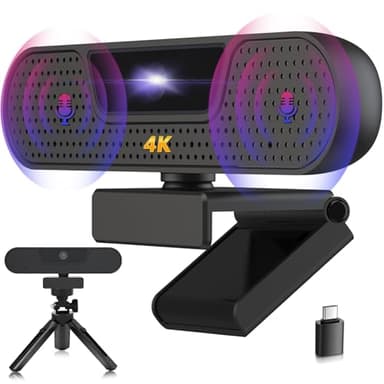 VIZOLINK W8GS 4K Webcam, Ultra HD Webcam con Microfono, Autofocus, 85° View, Plug&Play, Microfono Riduzione Rumore, Protezione dei Dati, Webcam PC per Conferenze, Videochiamata, Streaming