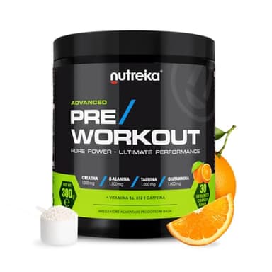 Pre Workout Potente in Polvere 300g Preworkout Forte con Creatina Beta Alanina Taurina Glutammina per Palestra Integratore Alimentare pre Allenamento Made in Italy