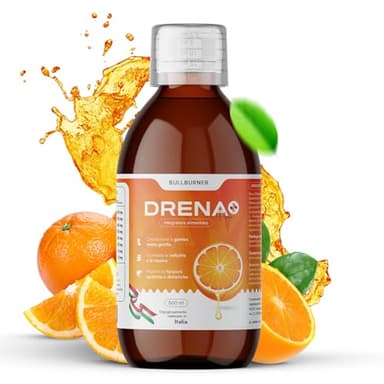 Bull Burner Drenante forte dimagrante Donna Brucia Grassi Potenti Veloci Anticellulite Gambe Detox Depurativo Fegato e Intestino Pancia Piatta e Peso Forma Gusto Arancia 500 ml Made in Italy