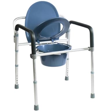 GOVITA Sedia Da Comodo Comoda Wc In Alluminio 4 Funzioni In 1 Pieghevole Sgabello Doccia Bagno Per Aziani E Disabili, Rialzo Wc Water Supporto Per Water Sedile Per Doccia Per Anziani