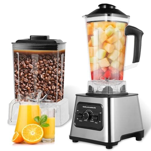 2-in-1 Blender Professionale 2.5L 6000W Frullatore Smoothie, Macinacaffè, 9 Velocità, Elettrico Pressa Agrumi Con 4 Lame In Acciaio Inossidabile, Per Frullati, Gelato Pollato, Purea, Salsa