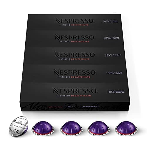 Nespresso Vertuo 50 capsule di caffè decaffeinato Altissio Decaffeinato, intensità 9, per espresso 40 ml, 5 confezioni da 10
