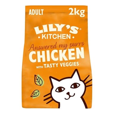 Lily's Kitchen Con ingredienti naturali Cibo secco per gatti adulti Sacco Ricetta senza cereali al pollo con verdure 2kg
