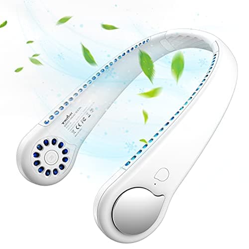 Portatile Mini USB Ventilatore da Collo Senza Lama con Flusso d'Aria a 360°, Mani Libere Ricaricabile Indossabile Ventilatore Silenziosoa, Piccolo Hanging Neck Fan per Ufficio Cucina Viaggi Sport