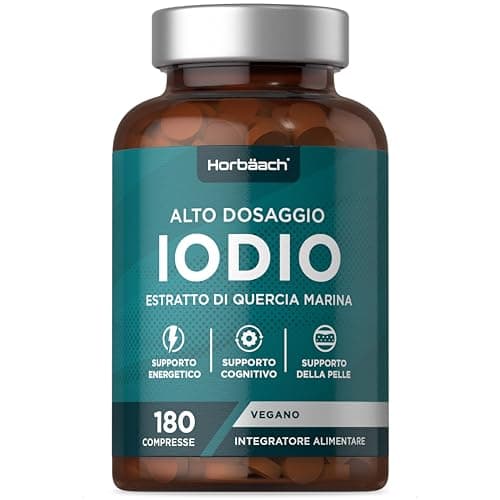 Iodio 150 mcg | 180 Compresse Vegane | Facili da Deglutire | Iodio e Selenio Integratore ad Alto Dosaggio | Alto Assorbimento | Iodine Supplement | di Horbaach