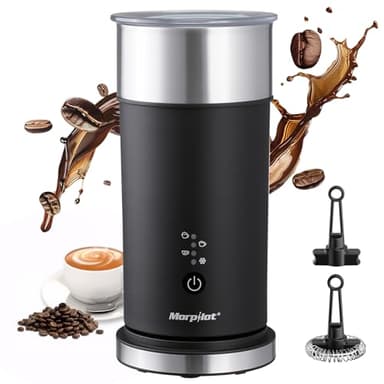 Montalatte Elettrico, Morpilot Milk Frother, 4 in 1 Funzione, Capacità Massima 115 ml - Modalità Schiuma, 240 ml - Modalità Latte Caldo