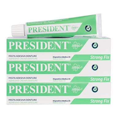 President KIT 3 PEZZI DI PASTA ADESIVA DENTURE. Fissaggio Forte della dentiera, Presa Rapida, Adesione duratura. Evita le infiltrazioni di cibo, infiammazioni e alitosi. Non irrita le gengive - 3x40g