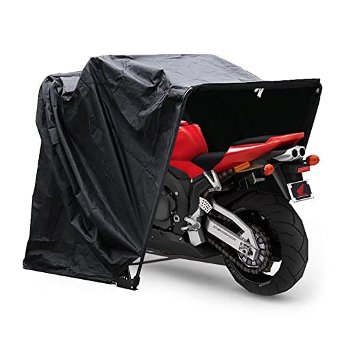 Tenda per moto, garage moto per esterno, garage pieghevole, universale tenda da campeggio, impermeabile, copertura per moto, colore nero.