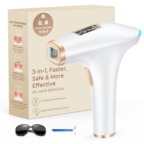 Haarlosy Epilatore Luce Pulsata IPL, 3-in-1 HR/SC/RA Epilatore Laser per Donna e Uomo, 9 Livelli di Energia Regolabile Adatto Depilatore Corpo, Viso, Ascelle, Gambe (Bianco)