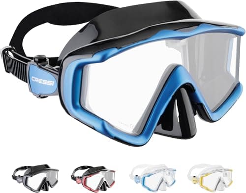 Cressi Liberty Triside Mask - Maschera Panoramica 3 Vetri per Immersioni, Apnea e Snorkeling, Nero/Blu, Taglia Unica, Unisex Adulto