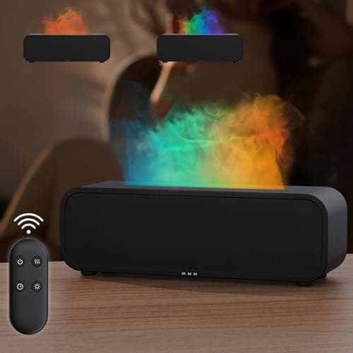 Foyucool Diffusore di Oli Essenziali con Effetto Fiamma, 8 Cambi di Colore, 250 ml Umidificatore Ambiente, con Telecomando e Controllo Vocale, Timer 2/4/6H, Auto Spegnimento Senza Acqua, Nero