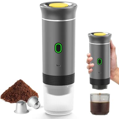 Macchina da Caffè Multi Capsules, 3 In 1 Caffettiere Expresso, 4-6 Minuti Di Auto-Riscaldamento, Piccole Capsule, Grandi Capsule, Caffè Macinato, Caffettiere Portatile Per Ufficio, Casa, Auto (Grigio)