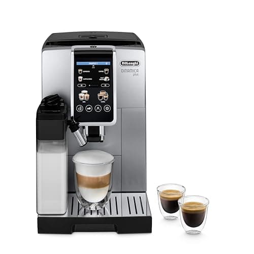 De'Longhi Dinamica Plus ECAM380.85.SB, Macchina Automatica Caffè in Chicchi, Macchina Cappuccino con Sistema LatteCrema Hot, Macchina Caffè dal Chicco alla Tazza, 24 Ricette, TFT 3,5", Argento/Nero