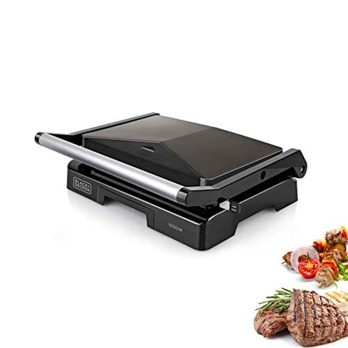 BLACK+DECKER - Bistecchiera BXGR1000E | 1000W | 23 x 14,5 cm Piastra Di Cottura | Maniglia Cool-Touch | Piastra Superiore Autoregolante | Blocco Di Sicurezza | Rivestimento Antiaderente