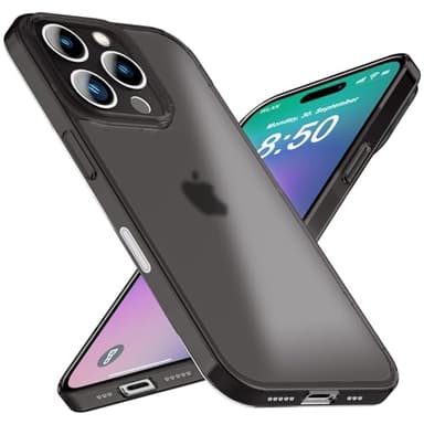 NALIA Cover Estremamente Sottile compatibile con iPhone 16 Pro Custodia, 0,3mm Copertura Semi-Trasparente Ultra-Sottile, Ultra-Slim Case Rigida Opaco-Traslucido Guscio Anti-Impronta, Colore:Nero