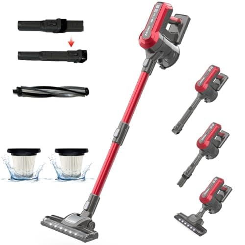 Akitas V10 30V 450W 60min Aspirapolvere Senza Fili – Verticale, Portatile, Leggero, Motore Digitale Brushless (BLDC), Batteria al Litio Ricaricabile, Ideale per Tappeti e Peli di Animali