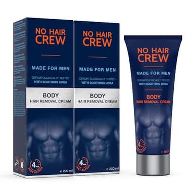 NO HAIR CREW - 2 x 200 ml Crema Depilatoria per il Corpo, per Uomini (Set di 2 x 200 ml)