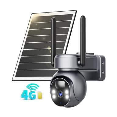 SEHMUA 4G Telecamera Esterno con 7.5W Pannello Solare, 2K HD Videocamera Sorveglianza Visione 360° Senza Fili con SIM Scheda, Rilevamento PIR e Audio Bidirezionale, Visione Notturna a Colori, IP66