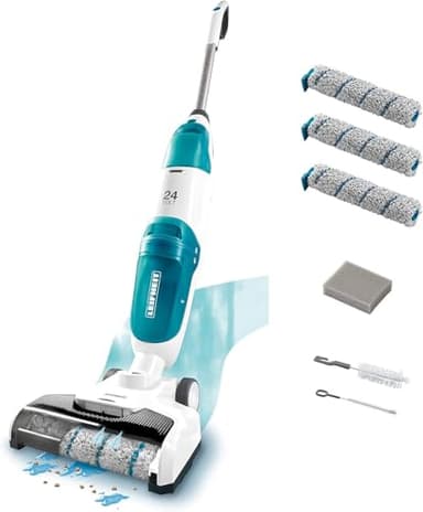 Leifheit Lavasciuga Regulus Aqua Powervac 24 V + accessori, Lavasciuga pavimenti wireless con ricambi, Lava asciuga pavimenti con sistema intelligente