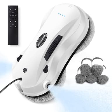 AlfaBot X7 Robot Lavavetri, Robot elettrico per Pulizia di Finestra con Telecomando, Lavavetri Finestre con Serbatoio dell'Acqua per Lava tutte le Superficie Lisce, Spruzzo Automatico Bidirezionale