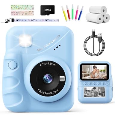 TIATUA Macchina Fotografica Bambini Istantanea, 3.0 Pollici 48MP Fotocamera Digitale Bambini con 32GB Scheda & Papier Photo, Regalo di Natale per Bambini dai 3-12 Anni