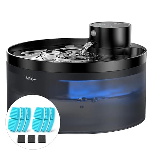 Fontanella per Gatti senza Fili: con 6 Filtris+ 3 Spugnes - 3.2 L Fontana per Gatti - Fontanella Gatti con Sensore di Movimento - 4200 mAh Batteria - Funzionamento Silenzioso - senza BPA