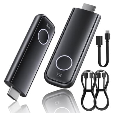 Aceele Trasmettitore e Ricevitore HDMI Wireless, Decodifica 4K Uscita 1080P, Extender HDMI Wireless con Pulsanti, Portata 164FT/50M, 2,4 G e 5 G Streaming Video/Audio/File da Laptop, PC a Monitor/TV