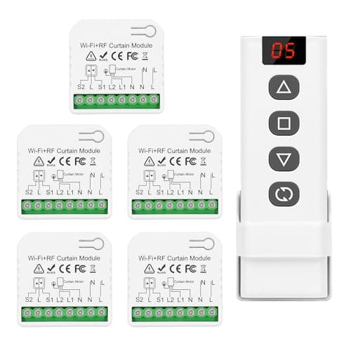 DieseRC Interruttore Tapparelle WIFI Intelligenti da 5 pezzi con 1 telecomando RF, controller WIFI compatibile con controllo Google Home/Alexa e interruttore manuale, APP Tuya/Smart Life