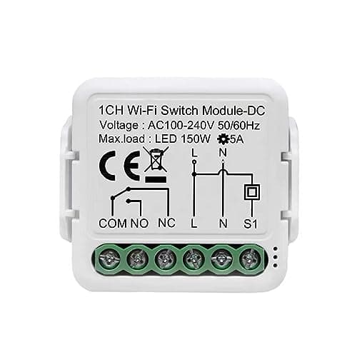 MHCOZY Tuya Smart Life app Modulo relè WiFi a contatto secco, 1 canale DC 12/24V AC 100-240V, funziona con Alexa Google Home