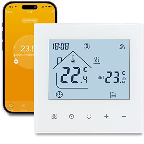 Termostato Caldaia Wifi,Termostati Smart Digitale per Riscaldamento Ambiente,Cronotermostato Wifi Programmabile con Schermo LCD,Compatibile con Alexa 3A Bianco TDR89W-WIFI-WPB