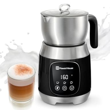 Maestri House Montalatte Elettrico per Latte 600ml con Temperatura Variabile e Forza della Schiuma, Controllo Touch Smart, per Cappuccino, Cioccolata Calda e Latte