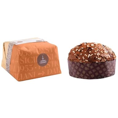 Panettone Artigianale con Gocce di Cioccolato | Ricoperto di GLassa | Incartato a Mano | 1Kg | Dolce Natale | Sicilia