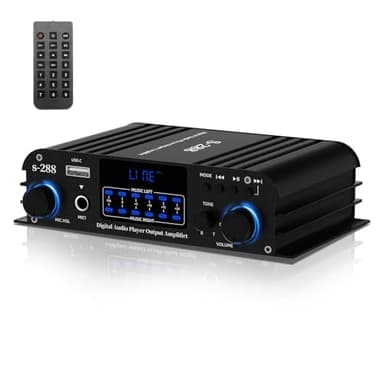 Amplificatore Audio, 1200W Bluetooth 5.0 Amplificatore Auto 4.1 Canali, Amplificatore Stereo hifi 35W X 4 con Lngresso USB/SD/FM 110-240V a 12V
