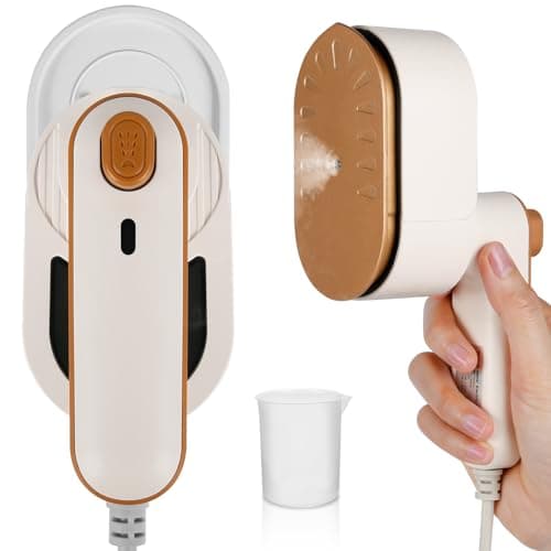 Mini Ferro da Stiro da Viaggio, Euakee 1000W Ferro da Stiro a Vapore, 180 Gradi Stiratrice Pieghevole e Portatile, Manico Ergonomico Macchina da Stiro Viaggio per Casa e Viaggi (Beige)
