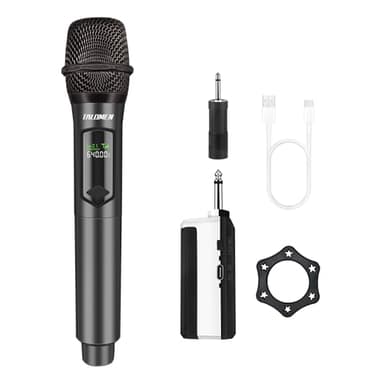 Talomen Microfono Wireless,Microphone Portatile a 2.4 GHz,Microfoni karaoke professionale,Sistema di microfoni dinamici con Ricevitore Ricaricabile,kit 2 microfoni per Karaoke,Festa,Canto,Chiesa,K60-1