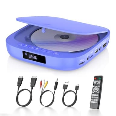 Lettore DVD Mini Desobry, Lettore DVD per TV 1080P, Lettore DVD senza regione con HDMI, incluso cavo HDMI/RCA e telecomando, Lettore CD/DVD che supporta l'ingresso USB/TF, Memoria di interruzione