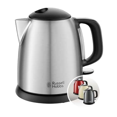 Russell Hobbs Bollitore Elettrico Piccolo - 1,0 L, 2400W - Acciaio Inox Satinato; Ebollizione Rapida; Filtro Anticalcare Rimovibile, Indicatore Esterno del Livello Dell'Acqua, Adventure 24991-70