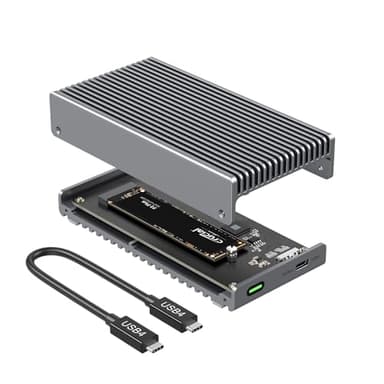 Qwiizlab Enclosure SSD esterna Thunderbolt USB4 senza ventola da 40 Gbps con chasis dissipatore di calore in alluminio, supporta SSD M.2 NVMe PCIe fino a 8 TB (SSD non incluso)