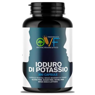 OVF integratore iodio puro 225 mcg (150% VNR), 300 capsule di potassio ioduro per proteggere la tiroide, pillole ioduro di potassio per una scorta conveniente di 10 mesi