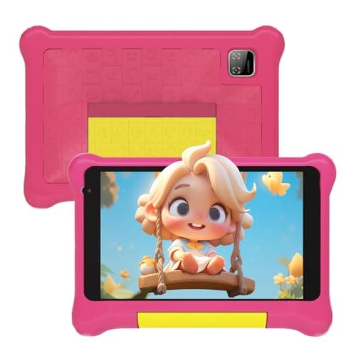 Yicty Tablet Bambini 7 Pollici Andriod 13 Tablet per Bambini Quad Core 5 GB RAM 32 GB ROM 128 GB Estensione Controllo Parentale Tablet Educativo con Custodia Antiurto (Rosa)
