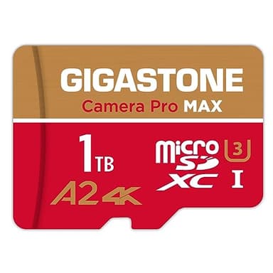 [5 Anni Recupero Dati Gratuito] GIGASTONE 1 TB Scheda MicroSDXC, Camera Pro, Scheda di Memoria A2 V30 per Gopro, Action Cam, 4K UHD Video, Fino a 150/140 MB/s, UHS-I U3 C10 con Adattatore
