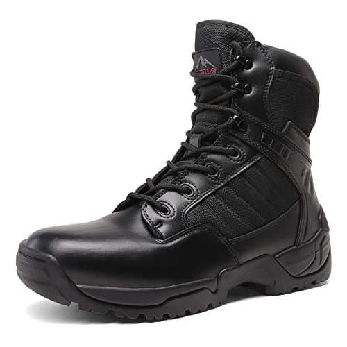 NORTIV 8 Stivali da Lavoro Tattici Militari da Uomo Escursionismo Pelle Stivali da Combattimento,Size 42,Nero,Desert