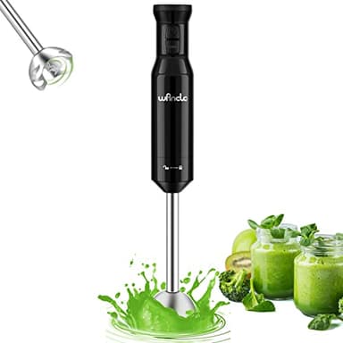 Frullatore a Immersione Wancle minipimer immersione, 600 W, mixer frullatore ad immersione con la modalità Turbo per pappe, frullati, salse e zuppe (Black)